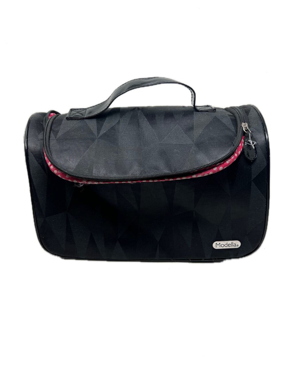 Modella Cosmetic Carryall w Black & Hot Pink Polka-Dot